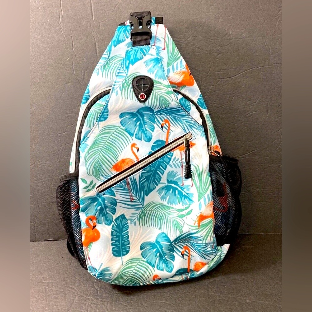 Mosiso Tropical Flamingo Print Sling Bag